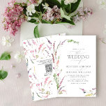 Invitación Código QR Boda elegante de moda floral silvestre<br><div class="desc">Presentamos el código QR Elegante moda Invitación a la Boda Floral de Flores Silvestres! A todos les encantará esta hermosa y delicada invitación a la boda llena de detalles modernos y elegantes. Comienza con un arreglo casual de lavanda lila, flores silvestres rosas, amarillas y azules y vegetación botánica. Para completarlo,...</div>
