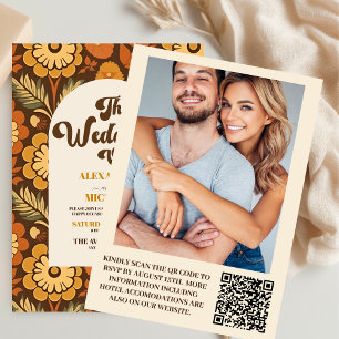 Invitación Código QR Boda Étnica Occidental Tribal Azteca Mar