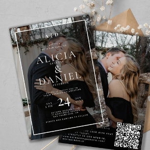 Invitación código QR boda foto tipografía moderna simple