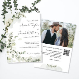 Invitación Código QR Boda fotográfico Eucalyptus