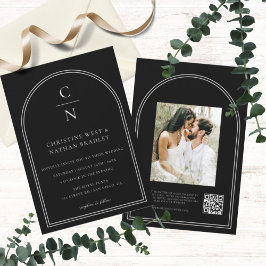 Invitación Código QR Boda moderno de arco monograma