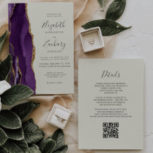 Código QR Bodas de Ágata Púrpura Dorada Marfil