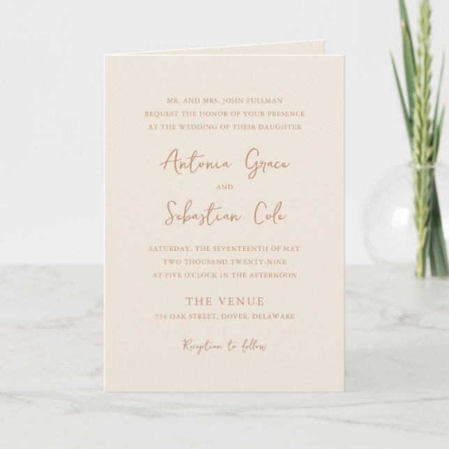 Invitación Código QR Bodas Modernas Neutras Terrosas Elegante (Anverso)