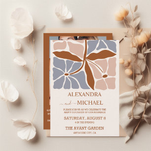 Invitación Código QR Boho Moda Retro Boda Floral