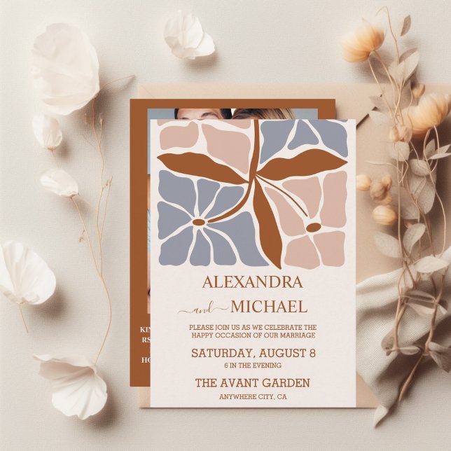 Invitación Código QR Boho Moda Retro Boda Floral (Subido por el creador)