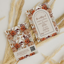 Código QR Boho Neutral acuarela Pampas Boda