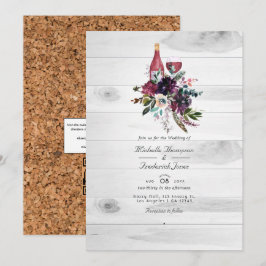Invitación Código QR Boho Rústico RSVP Cata de Vino Boda