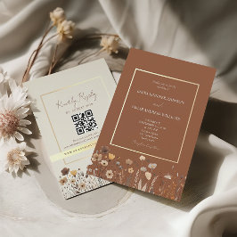 Invitación Código QR Boho Terracotta Boda