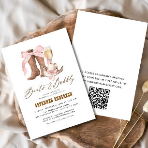 Invitación Código QR: Boots de vaca rosada y ducha de novia b