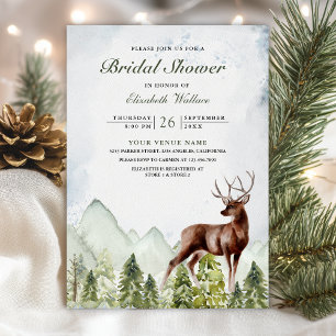 Invitación Código QR Bosque Montañoso Ciervo Foto Despedida d