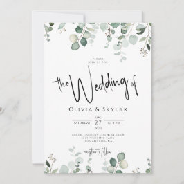 Invitación Código QR Botánico Elegante RSVP Todo En Un Boda
