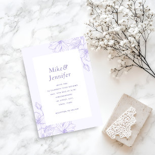 Invitación Código QR Botánico Floral Dibujado Lila Lavanda
