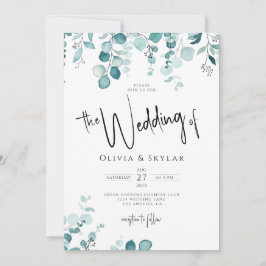 Invitación Código QR Botánico Mínimo RSVP Todo En Un Boda
