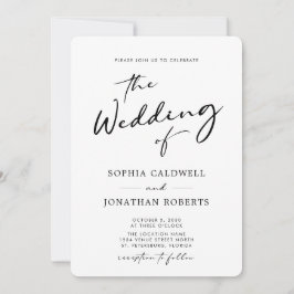 Invitación Código QR Caligrafía RSVP Boda blanco y negro