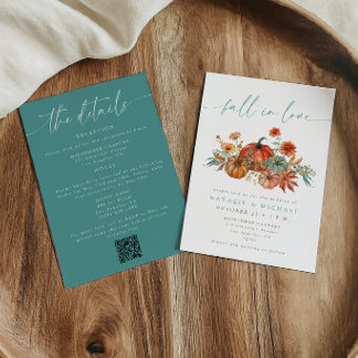Invitación Código QR Caprichoso de Otoño en Amor Todo en Uno