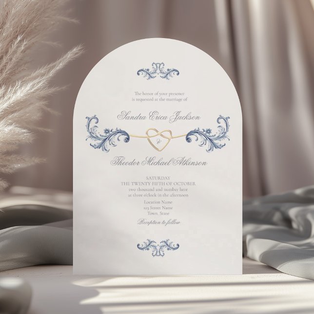 Invitación Código QR Clásico Boda Azul Polvoriento (Subido por el creador)