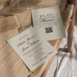 Invitación Código QR Clásico de Dinero Antiguo Caprichoso Ret