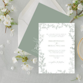 Invitación Código QR Clásico Elegante Formal Sage Green Boda