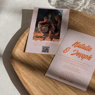 Invitación Código QR Colorido Moderno Foto Boda Colorida