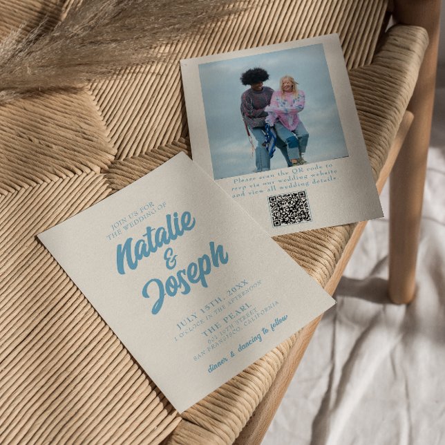 Invitación Código QR Colorido Retro Brillante Boda de fotogra (Subido por el creador)