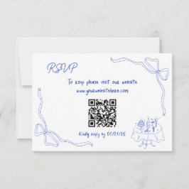 Invitación Código QR contemporáneo dibujado a mano en francés