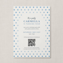 Código QR Cumpleaños Lunares Azul Francés