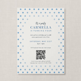 Invitación Código QR Cumpleaños Lunares Azul Francés