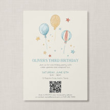 Código QR Cumpleaños Mágico Divertido Globo Vintag