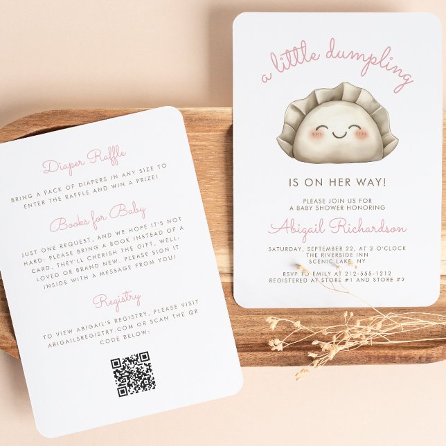 Invitación Código QR de adorable pequeño dumpling Rosa Fiesta (Subido por el creador)