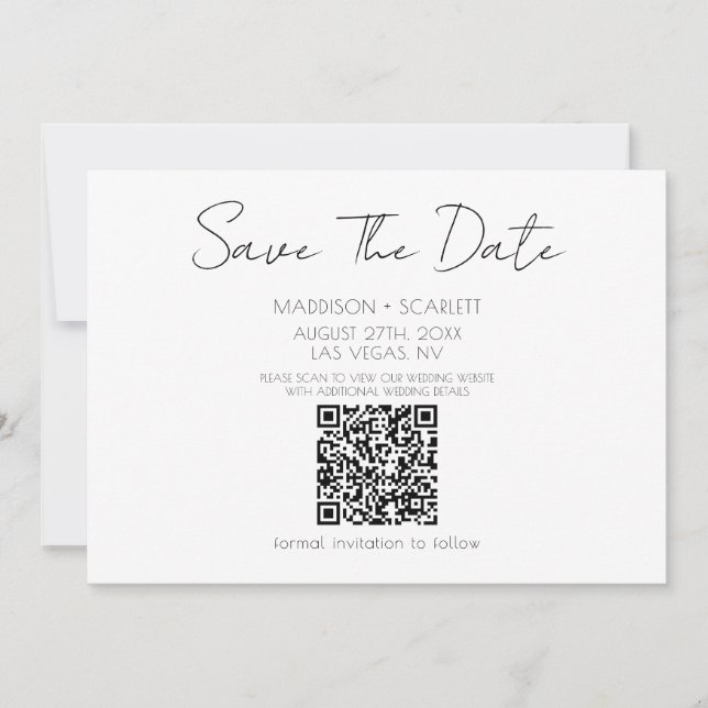 Invitación Código QR de Ahorro de Fecha de Escritura Minimali (Anverso)