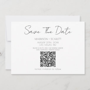 Invitación Código QR de Ahorro de Fecha de Escritura Minimali