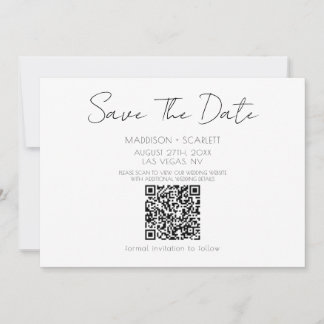 Invitación Código QR de Ahorro de Fecha de Escritura Minimali