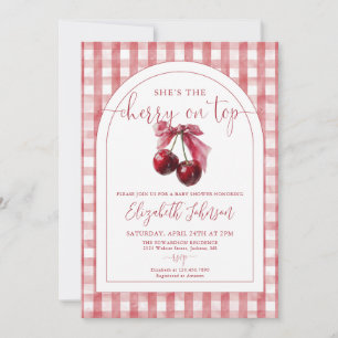Invitación Código QR de Arco de Cereza en Cumpleaños de Niña 