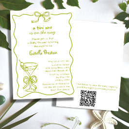 Invitación Código QR de Baby Shower Martini Verde Caprichoso 