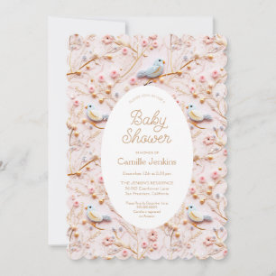 Invitación Código QR de Baby Shower para Chica rosado de invi