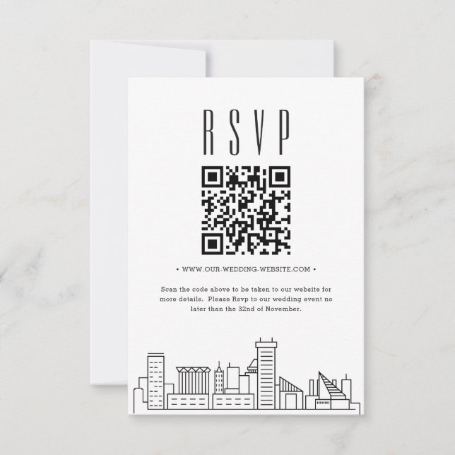 Invitación Código QR de Baltimore Boda RSVP (Anverso)
