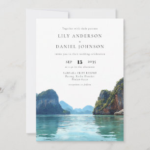 Invitación Código QR de Boda Acuarela de Phuket Tailandia