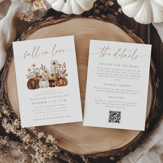 Invitación Código QR de Boda Boho Floral Otoño Todo en Uno (Subido por el creador)