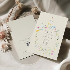 Invitación Código QR de Boda Boho Wildflower