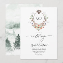 Código QR de boda con monograma de la cresta de La