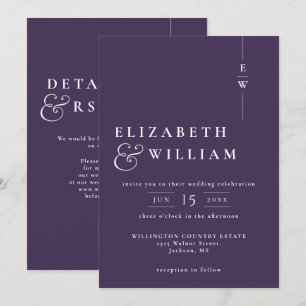 Invitación Código QR de boda con monograma elegante moderno p