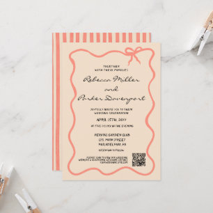 Invitación Código QR de boda con pinceladas pintadas