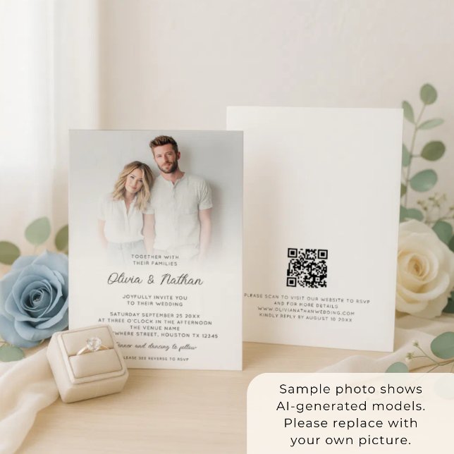 Invitación Código QR de boda con superposición de foto minima (Subido por el creador)