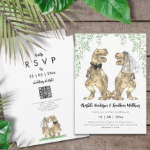 Código QR de boda con tema de dinosaurios