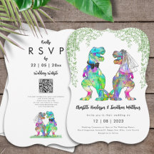 Código QR de Boda con Tema de Dinosaurios