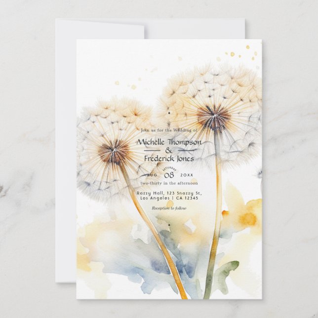 Invitación Código QR de Boda de Diente de León (Anverso)