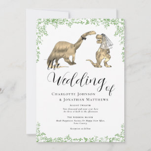 Invitación Código QR de boda de dinosaurio divertido