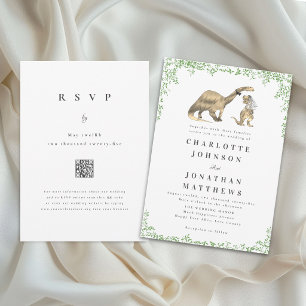 Invitación Código QR de Boda de Dinosaurio Divertido