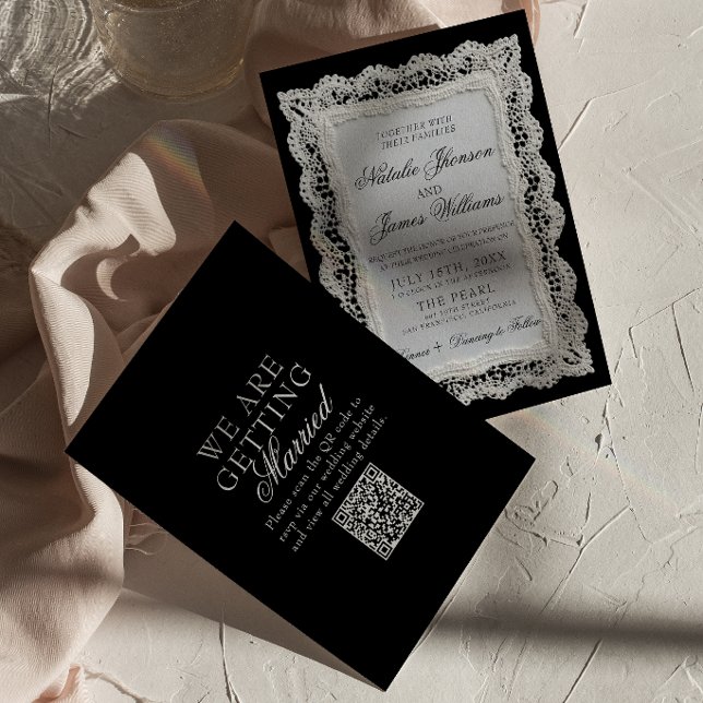 Invitación Código QR de Boda de Encaje Marrón Chocolate Diner (Subido por el creador)