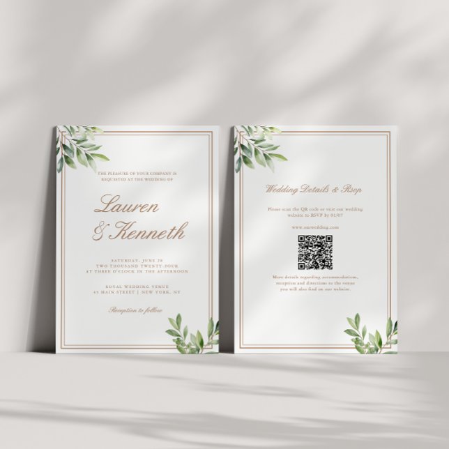 Invitación Código QR de Boda de Eucalipto Taupe Claro (Subido por el creador)